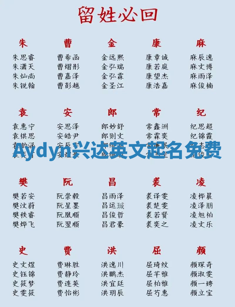 Aydyn兴达英文起名免费
