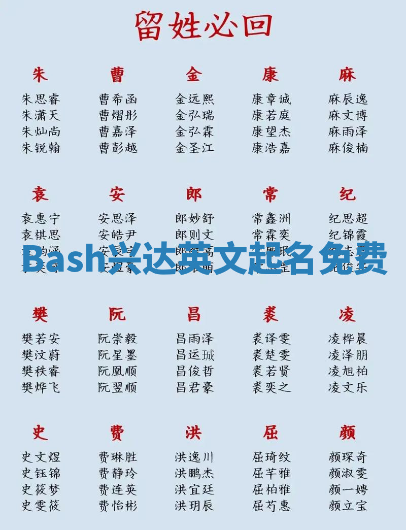 Bash兴达英文起名免费