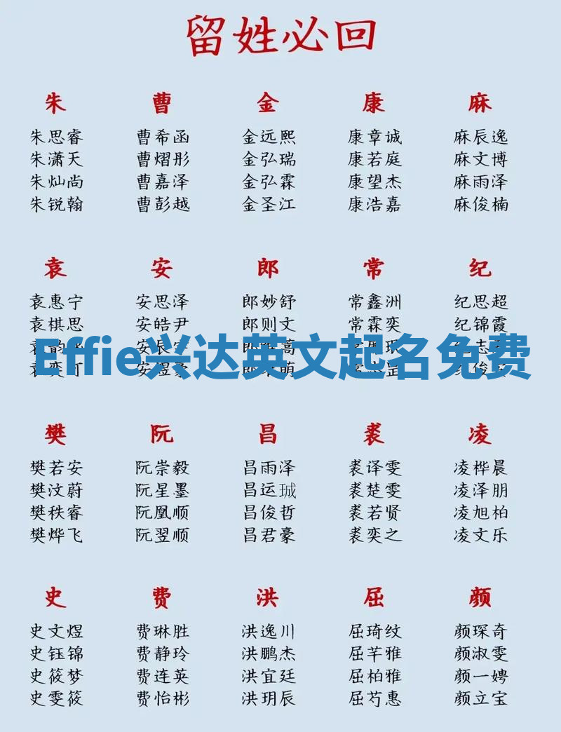 Effie兴达英文起名免费