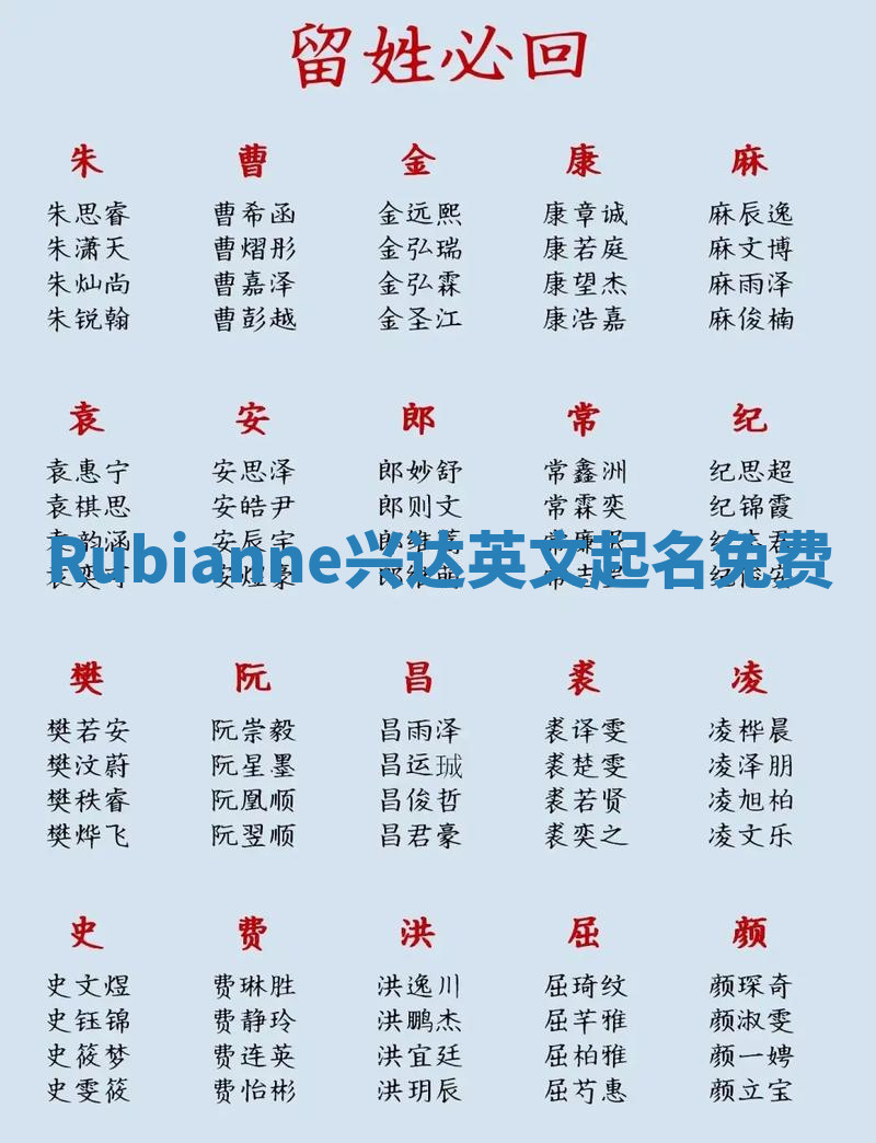 Rubianne兴达英文起名免费
