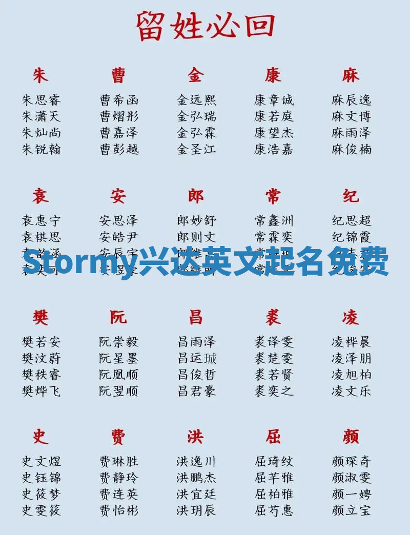 Stormy兴达英文起名免费 Stormy兴达英文起名免费