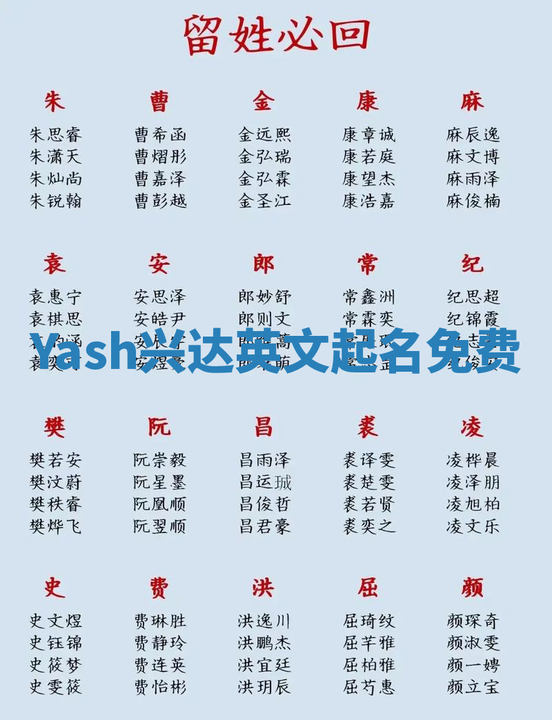 Yash兴达英文起名免费