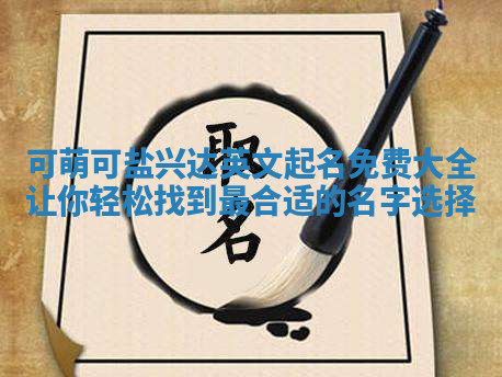 可萌可盐兴达英文起名免费大全让你轻松找到最合适的名字选择