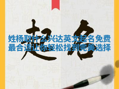 姓杨取什么兴达英文起名免费最合适 让你轻松找到完美选择