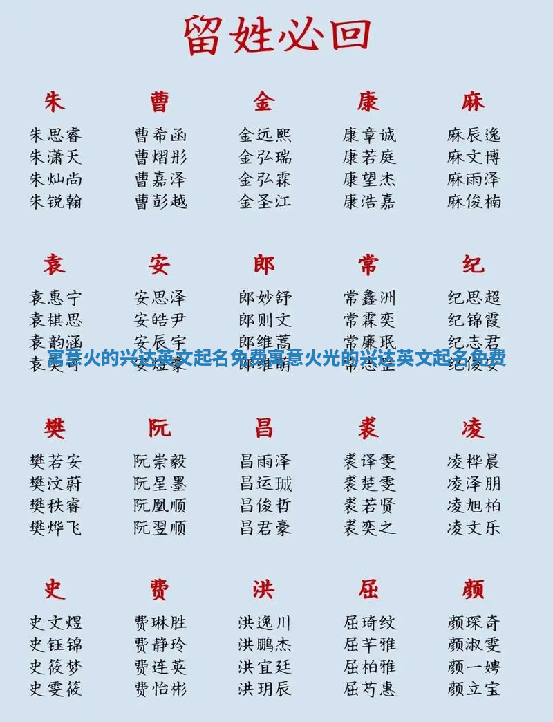 寓意火的兴达英文起名免费_寓意火光的兴达英文起名免费
